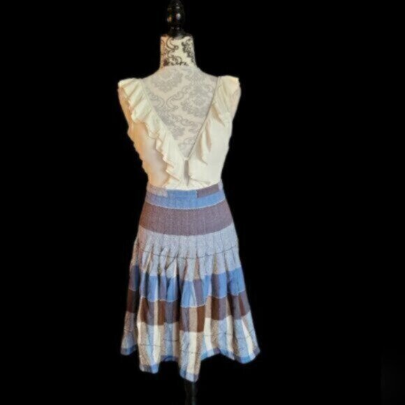 Quilted Cotton Linen Pleated Skirt Sz Small - Picture 6 of 8